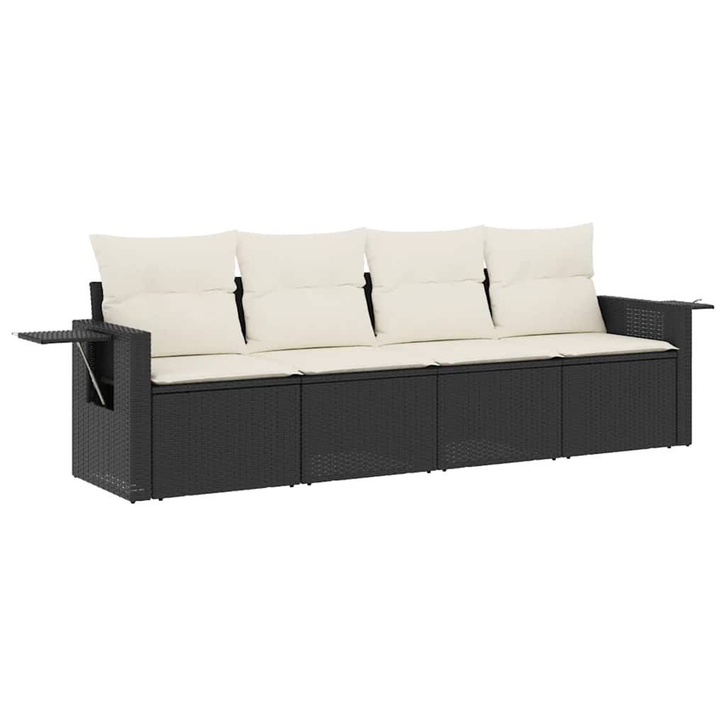 4-dijelni set vrtnih sofa od poliratana s jastucima crni