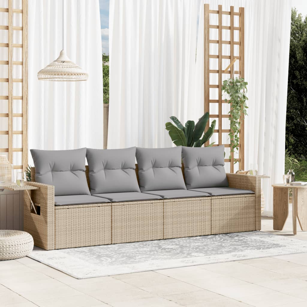 4-dijelni set vrtnih sofa s jastucima bež od poliratana