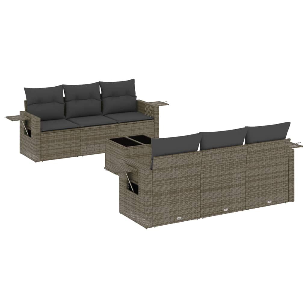 7-dijelni set vrtnih sofa sivi od poliratana