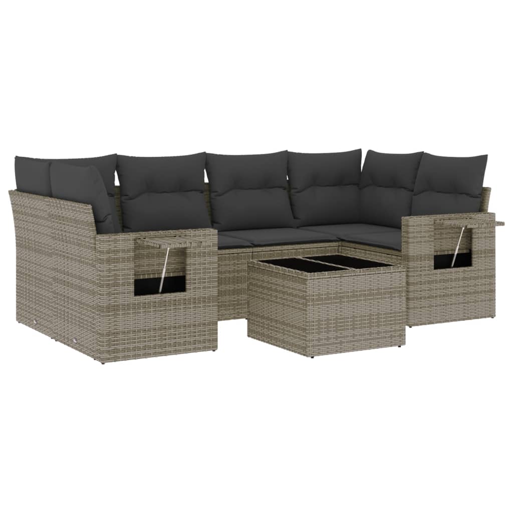 7-dijelni set vrtnih sofa sivi od poliratana