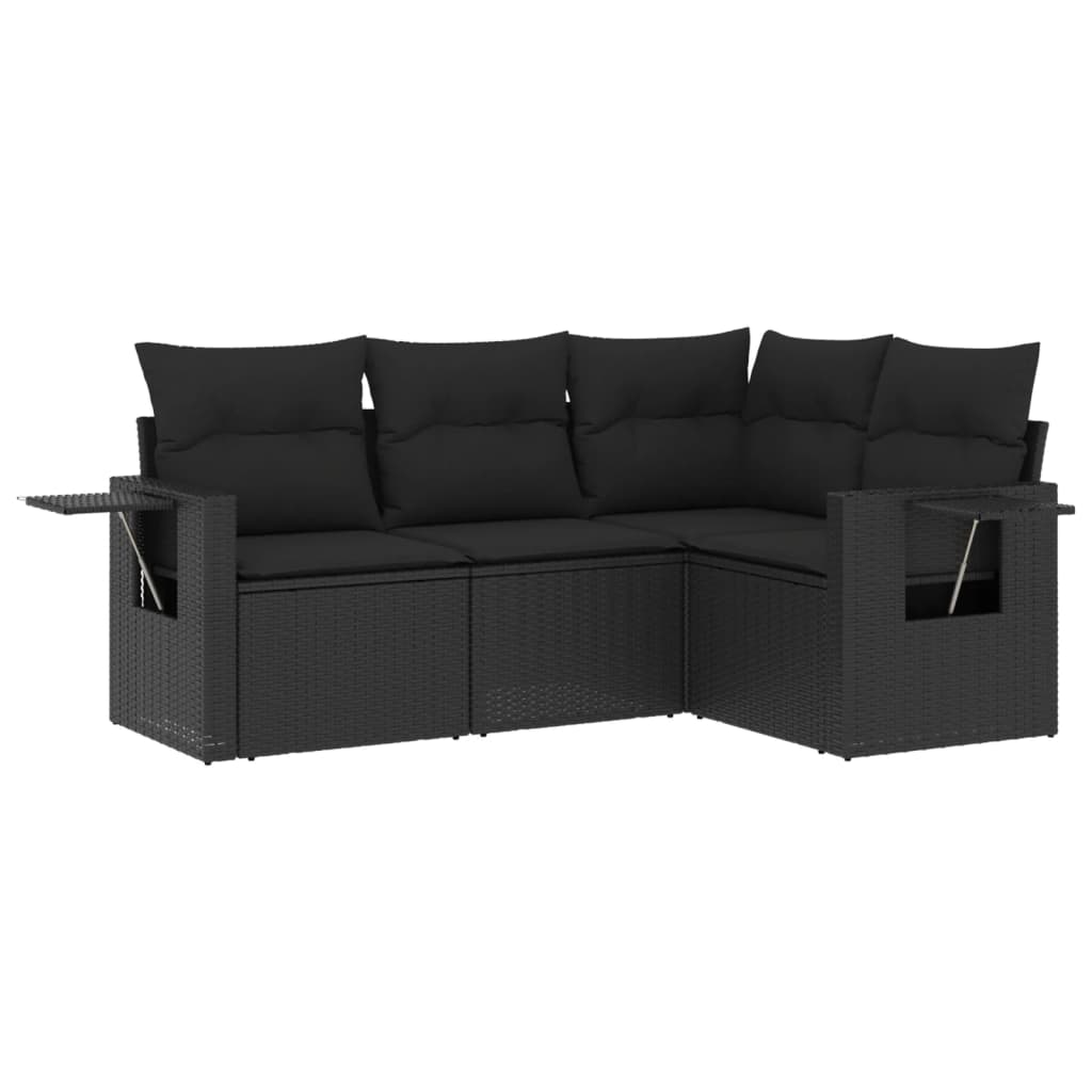 4-dijelni set vrtnih sofa od poliratana s jastucima crni