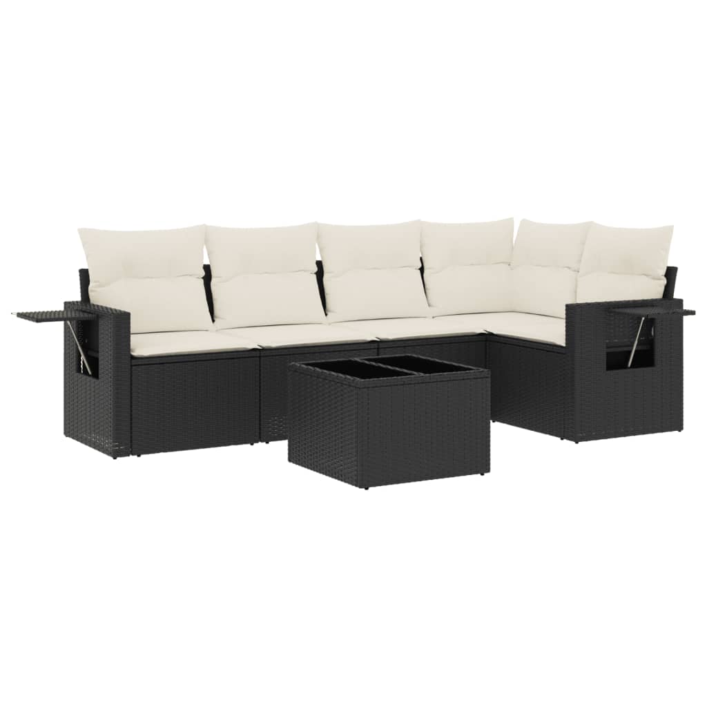 6-dijelni set vrtnih sofa s jastucima crni od poliratana