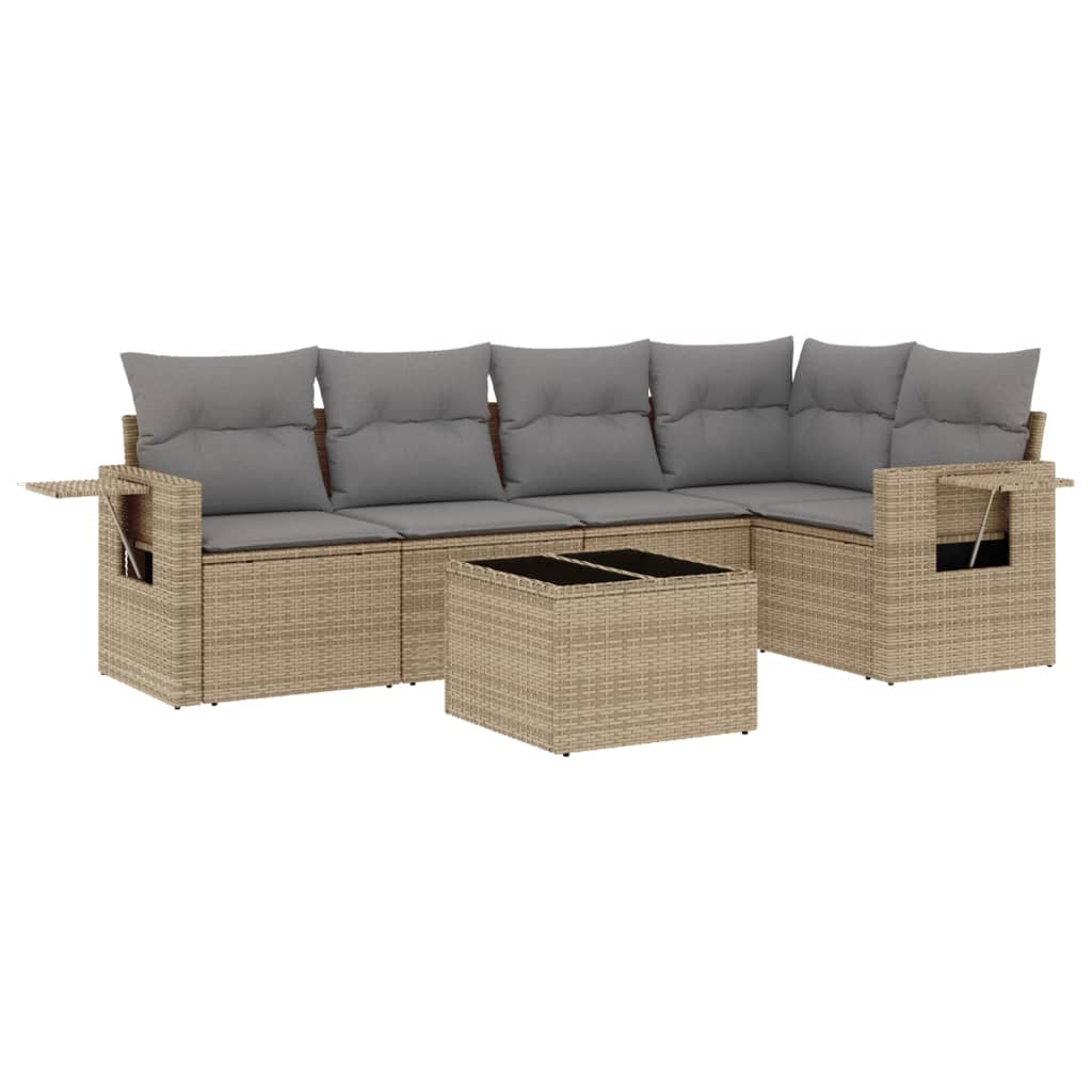 6-dijelni set vrtnih sofa s jastucima bež od poliratana