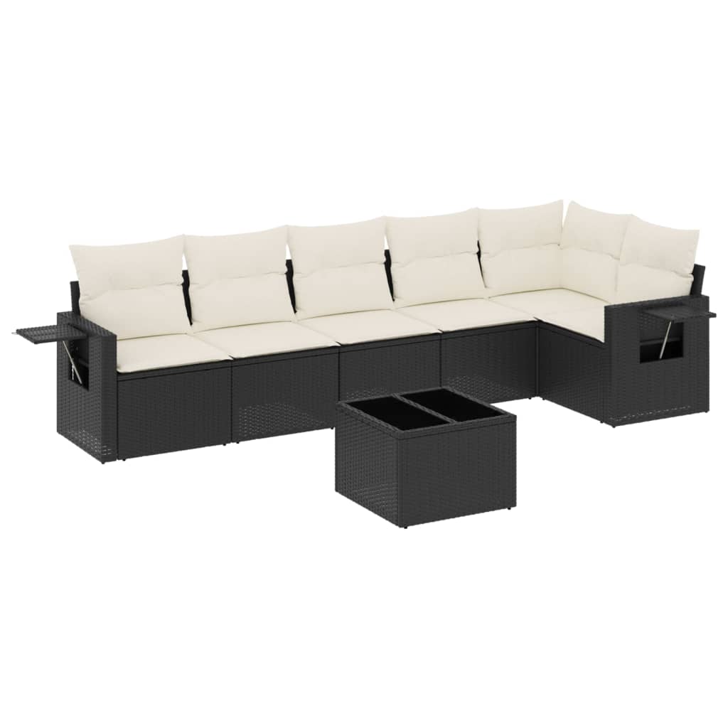 7-dijelni set vrtnih sofa od poliratana s jastucima crni