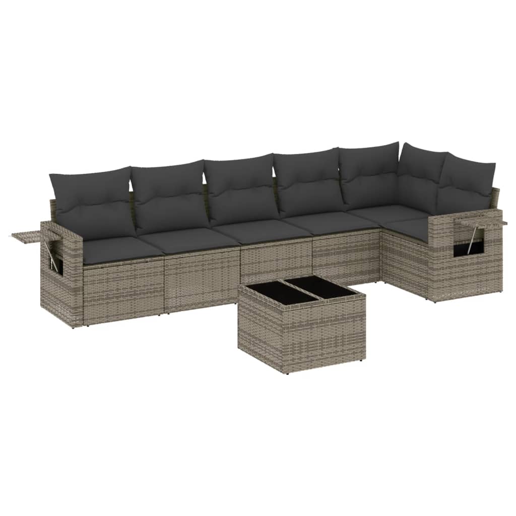7-dijelni set vrtnih sofa sivi od poliratana
