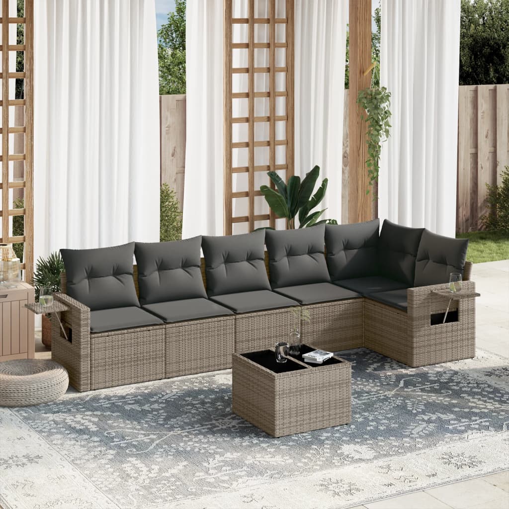 7-dijelni set vrtnih sofa sivi od poliratana