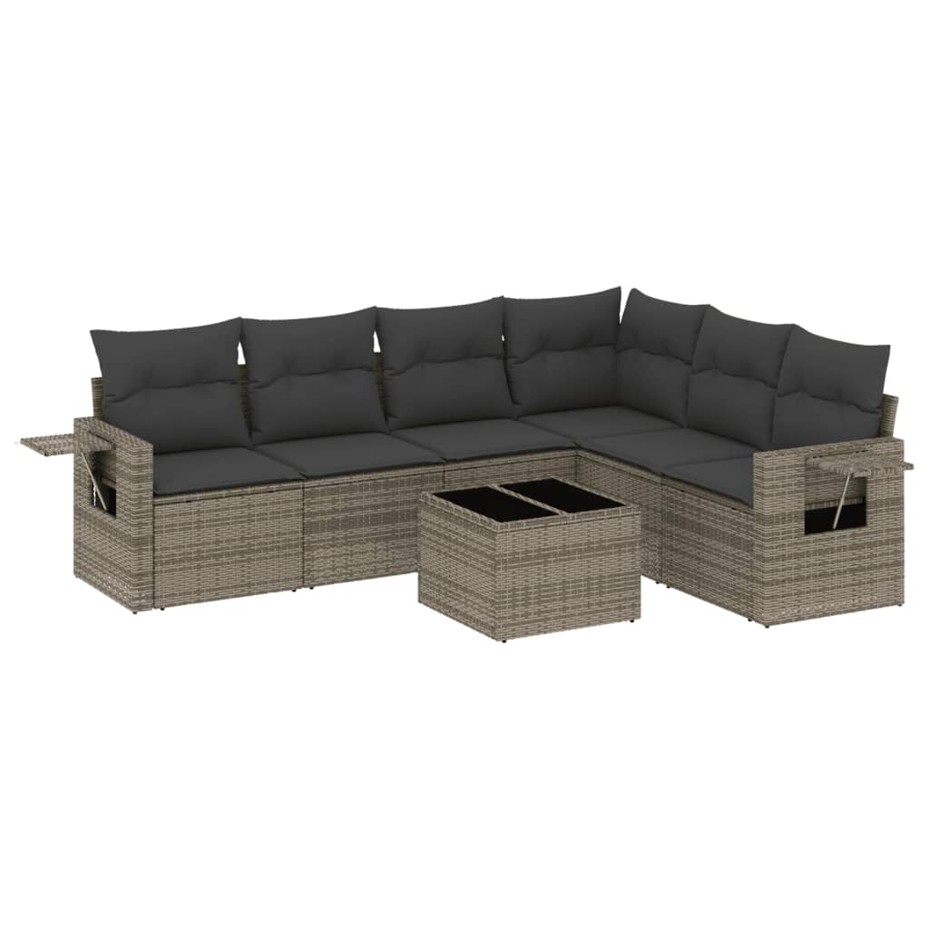 7-dijelni set vrtnih sofa sivi od poliratana