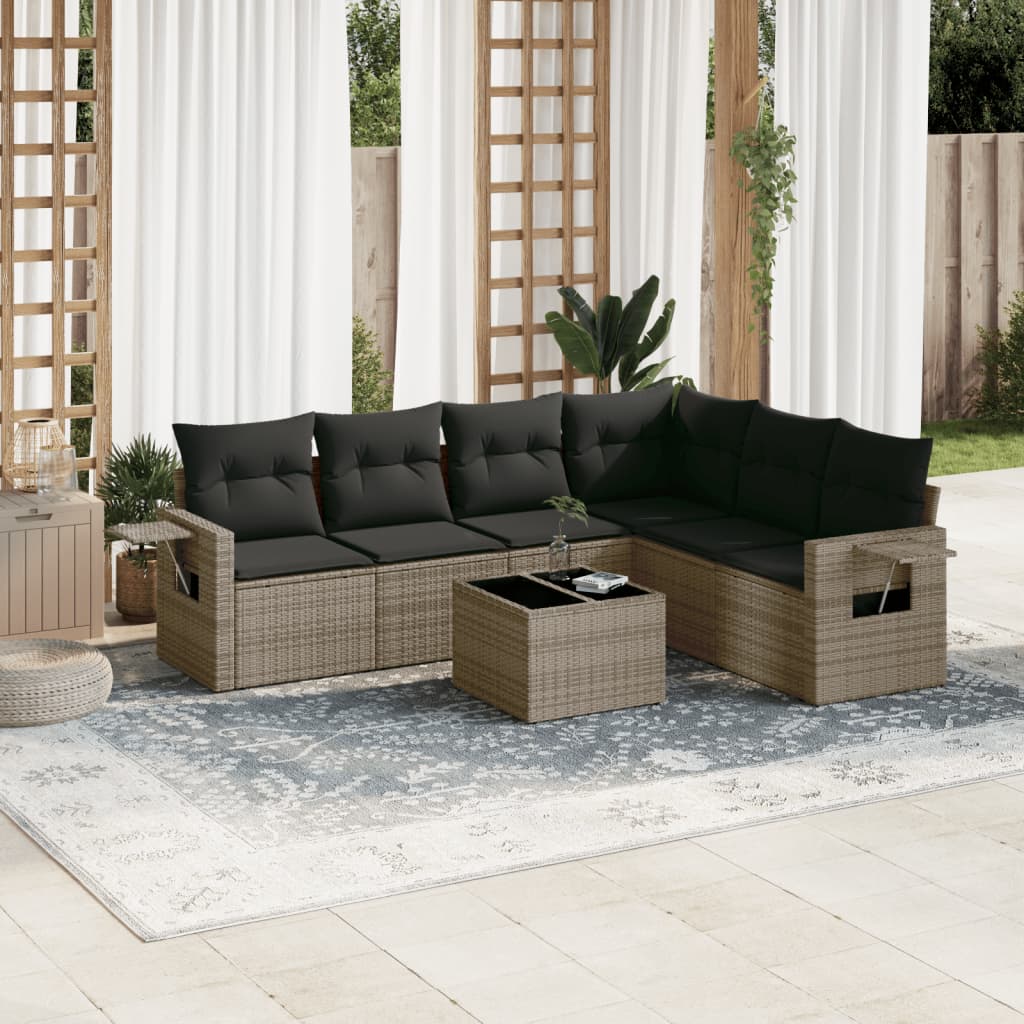 7-dijelni set vrtnih sofa sivi od poliratana