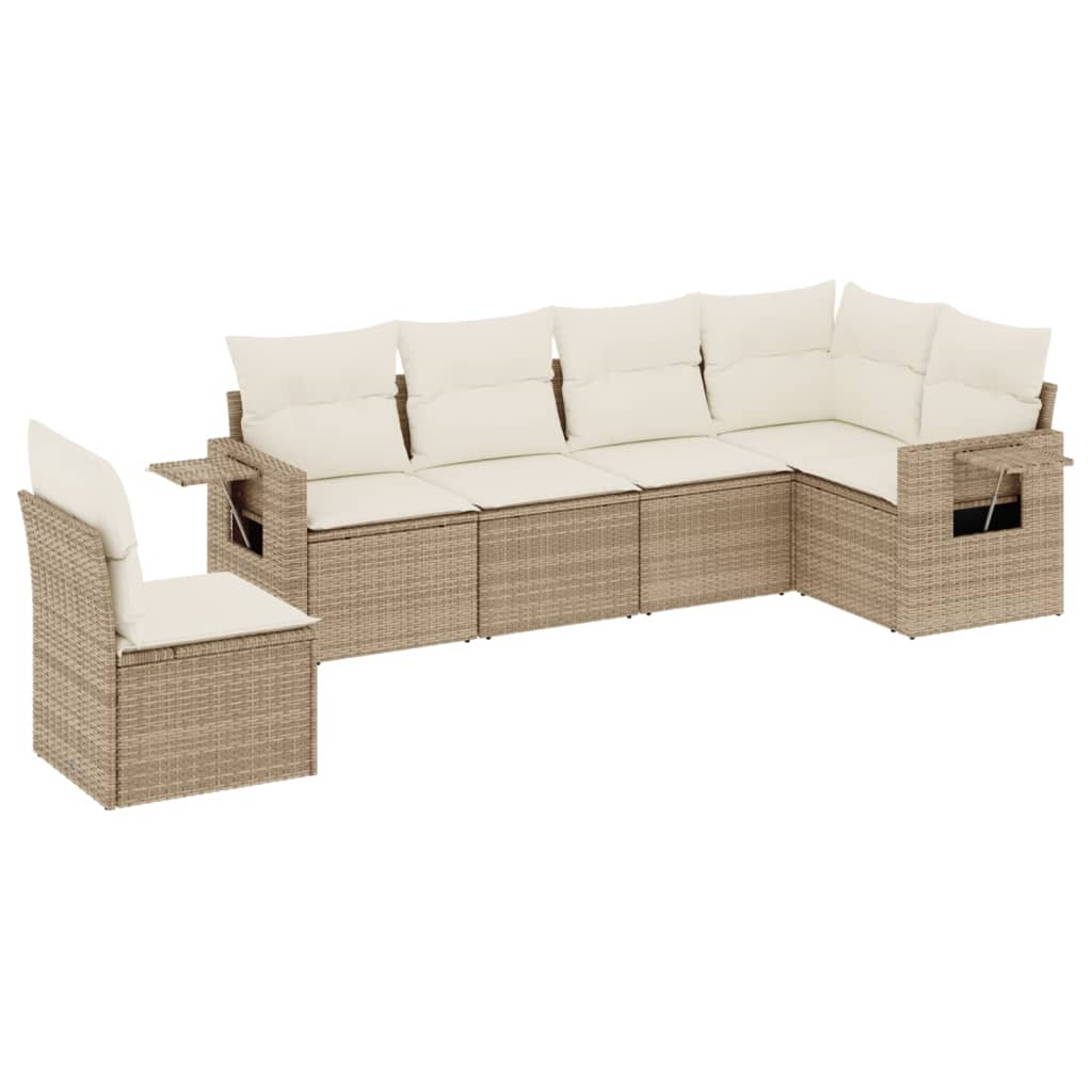 6-dijelni set vrtnih sofa s jastucima bež od poliratana 62 x 62 x 69 cm