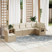 6-dijelni set vrtnih sofa s jastucima bež od poliratana 62 x 62 x 69 cm