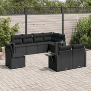 8-dijelni set vrtnih sofa od poliratana s jastucima crni