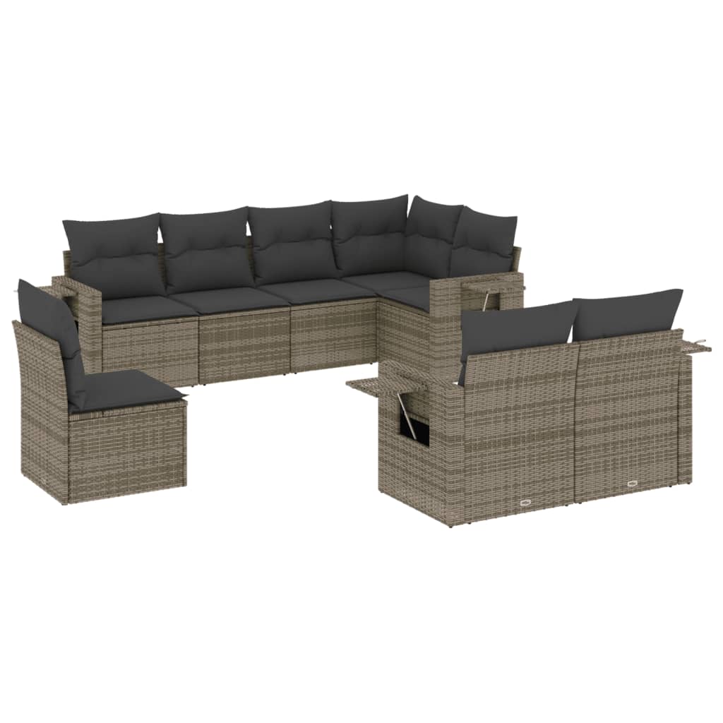 8-dijelni set vrtnih sofa od poliratana s jastucima sivi