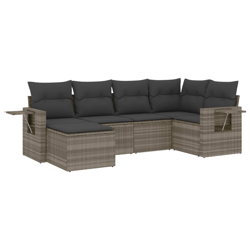 6-dijelni set vrtnih sofa od poliratana s jastucima svjetlosivi