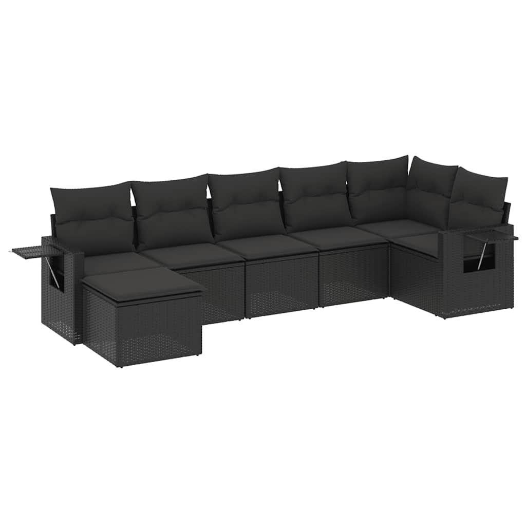 7-dijelni set vrtnih sofa od poliratana s jastucima crni
