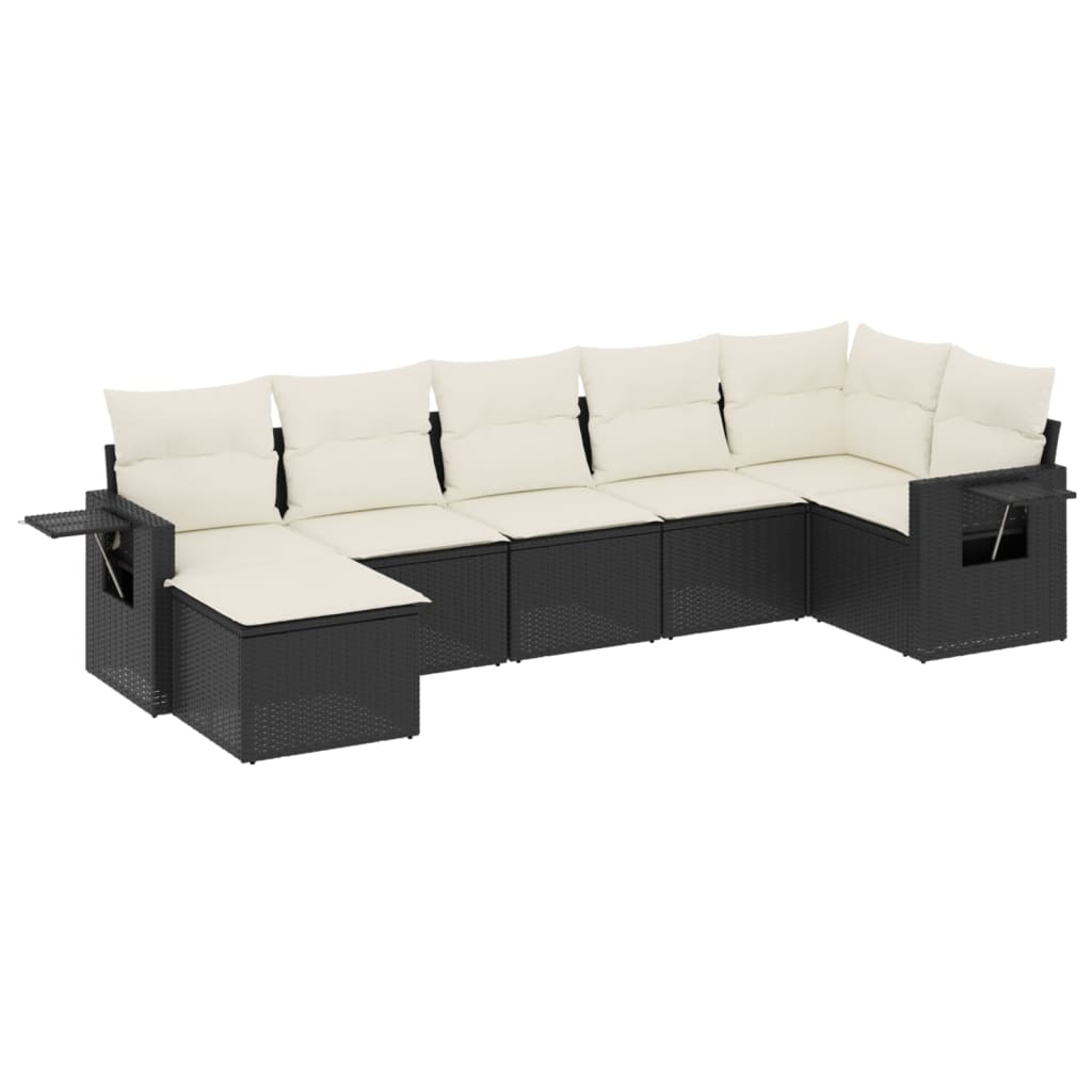 7-dijelni set vrtnih sofa od poliratana s jastucima crni