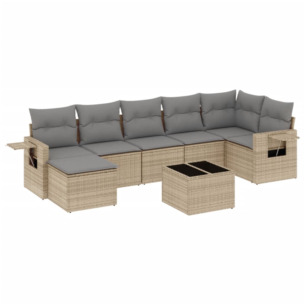 8-dijelni set vrtnih sofa od poliratana s jastucima bež