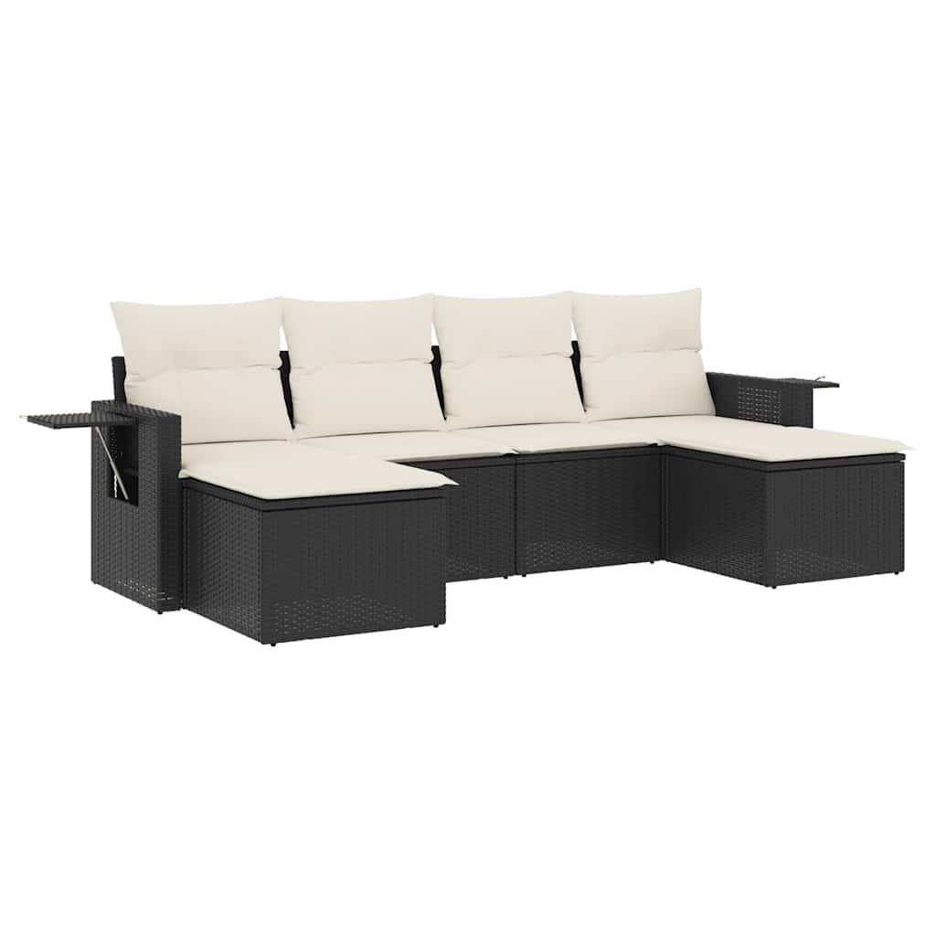 6-dijelni set vrtnih sofa s jastucima crni od poliratana