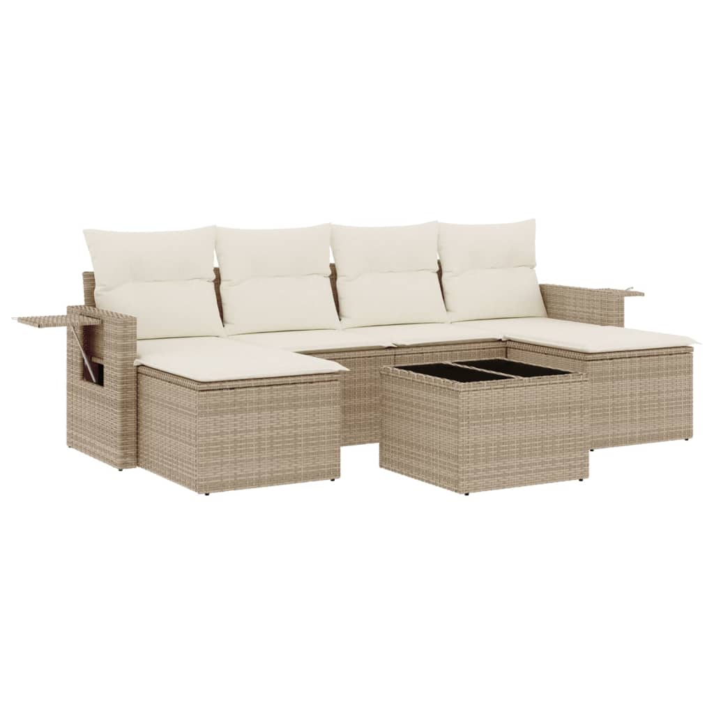 7-dijelni set vrtnih sofa od poliratana s jastucima bež