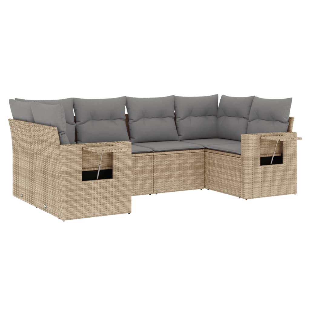 6-dijelni set vrtnih sofa s jastucima bež od poliratana