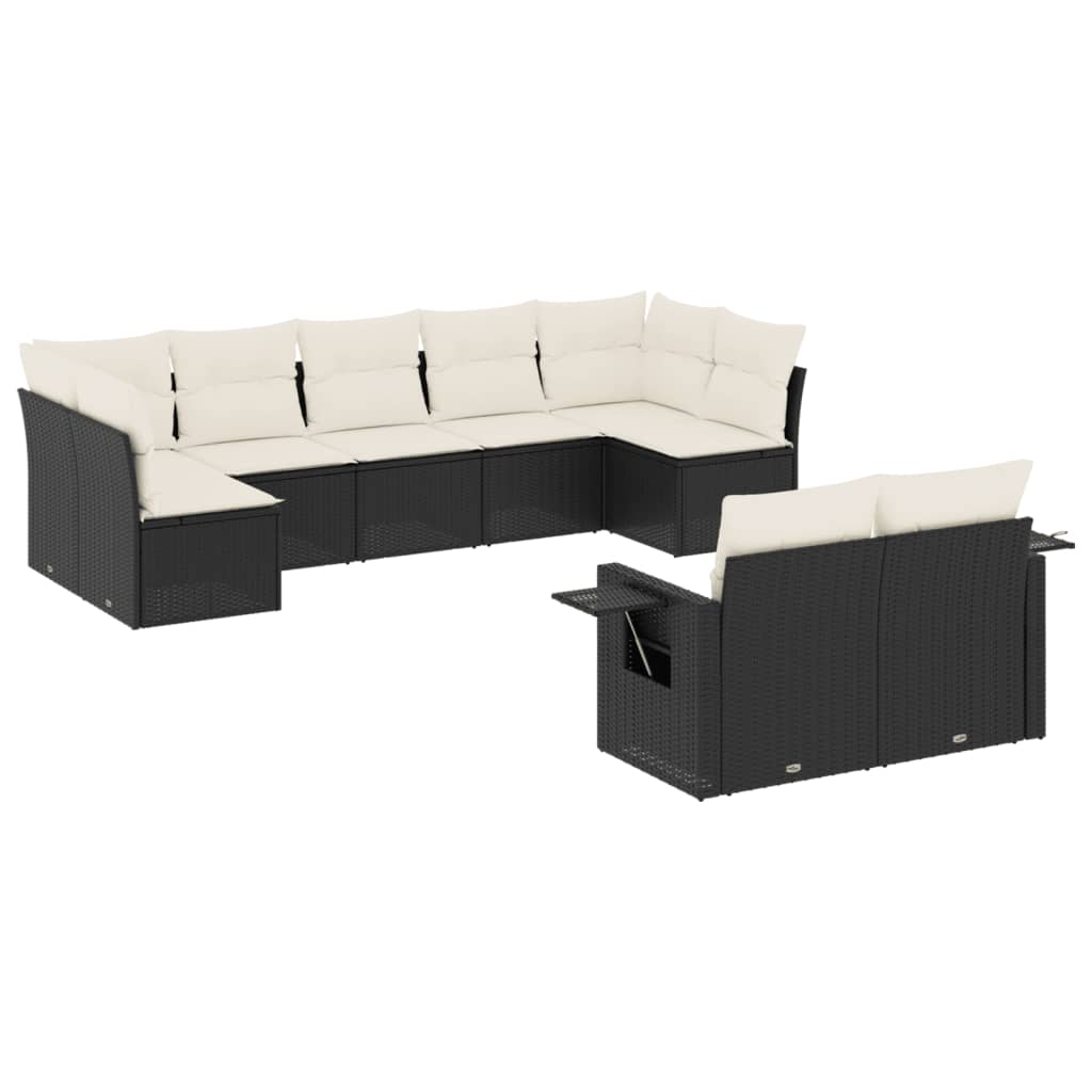 9-dijelni set vrtnih sofa s jastucima crni od poliratana
