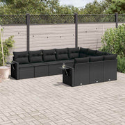 10-dijelni set vrtnih sofa s jastucima crni od poliratana