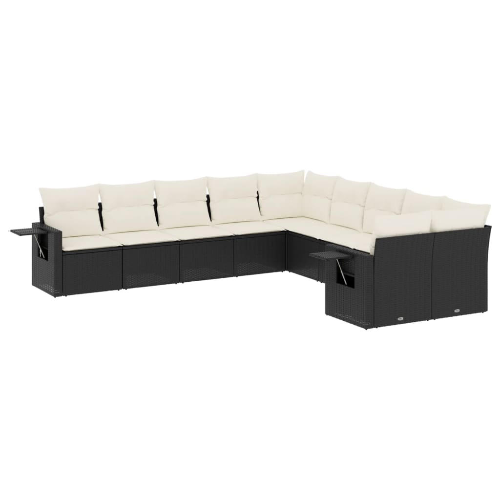 10-dijelni set vrtnih sofa s jastucima crni od poliratana