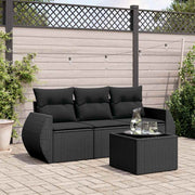 4-dijelni set vrtnih sofa od poliratana s jastucima crni