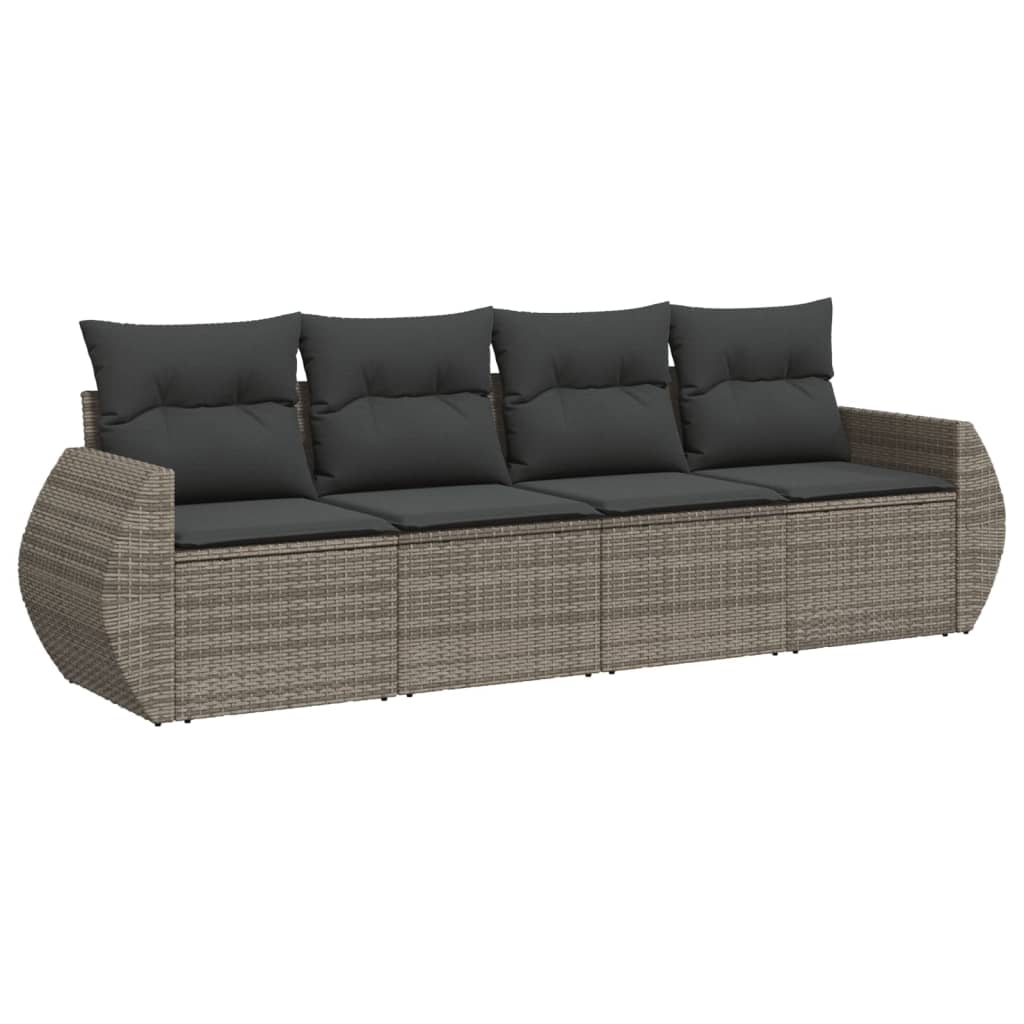 4-dijelni set vrtnih sofa od poliratana s jastucima sivi