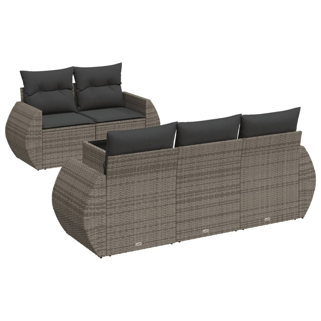 6-dijelni set vrtnih sofa od poliratana s jastucima sivi