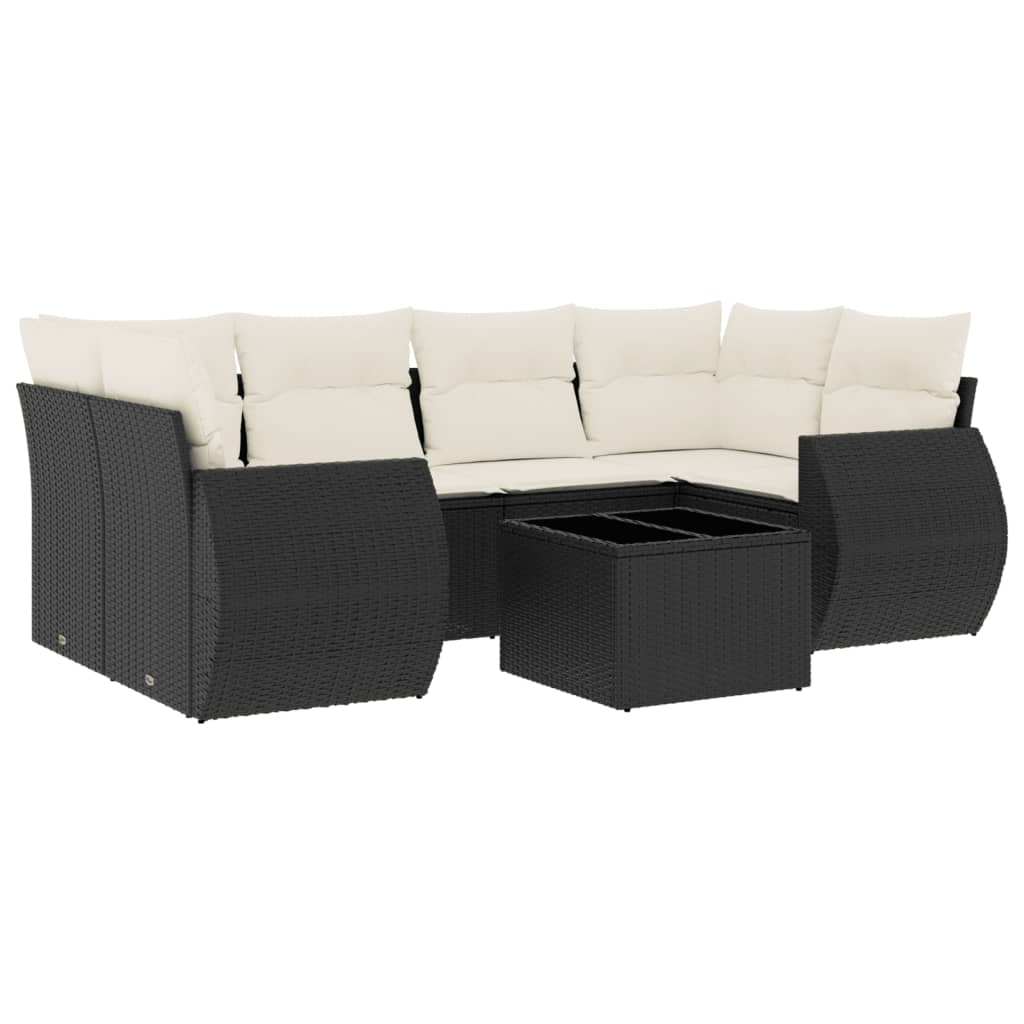 7-dijelni set vrtnih sofa od poliratana s jastucima crni