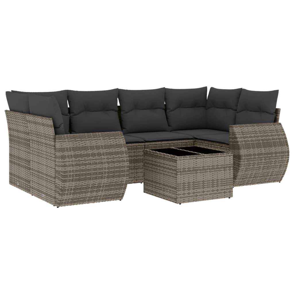 7-dijelni set vrtnih sofa sivi od poliratana