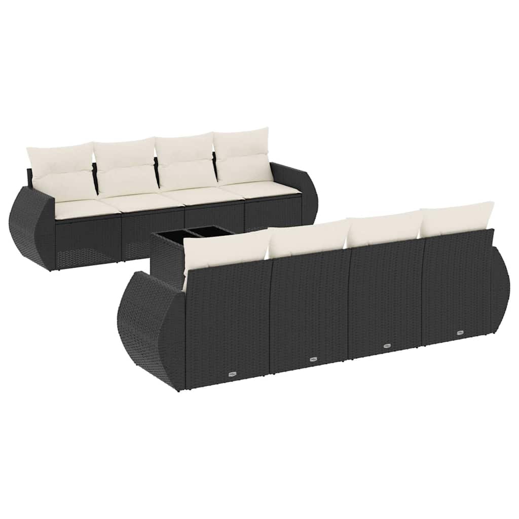 9-dijelni set vrtnih sofa s jastucima crni od poliratana