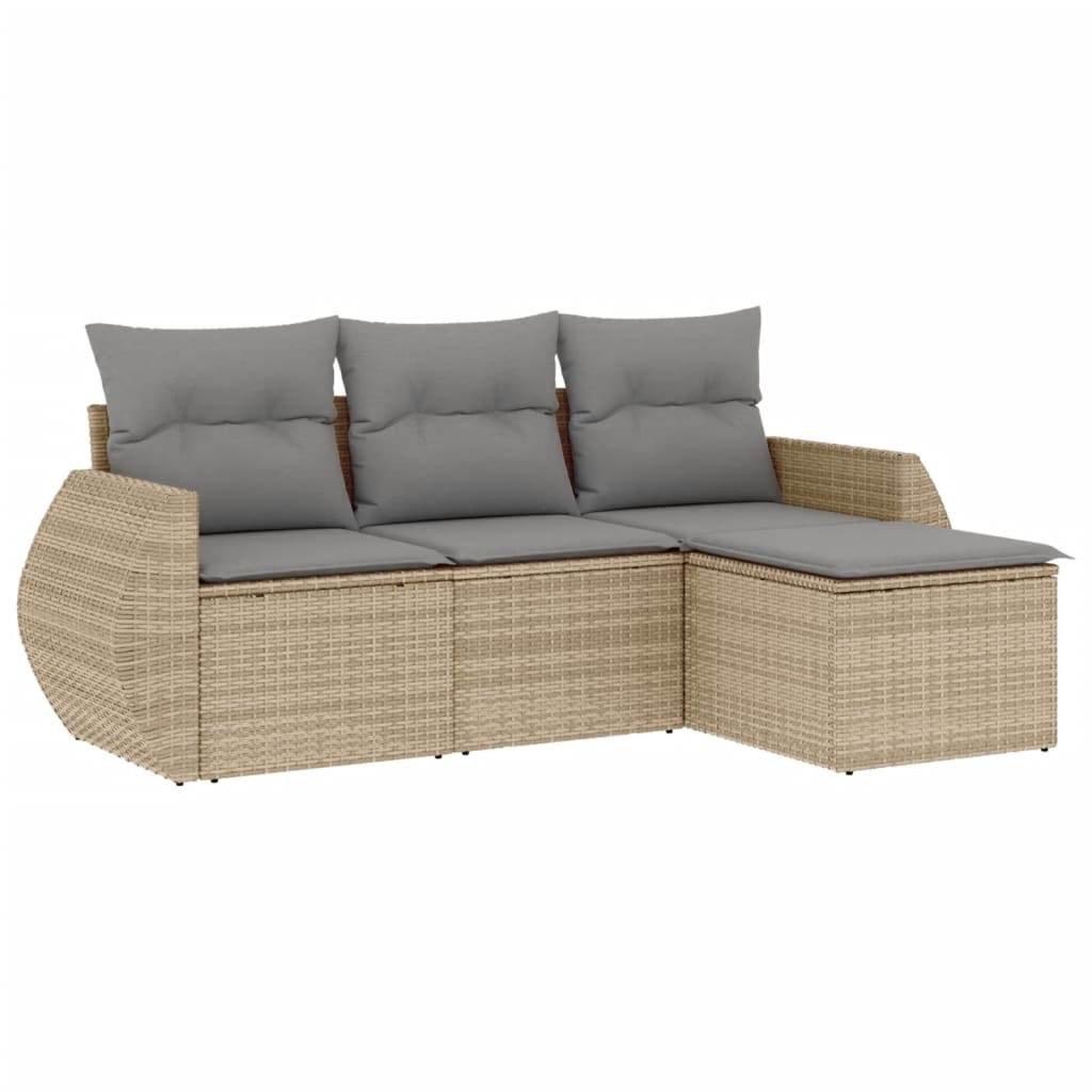 4-dijelni set vrtnih sofa s jastucima bež od poliratana