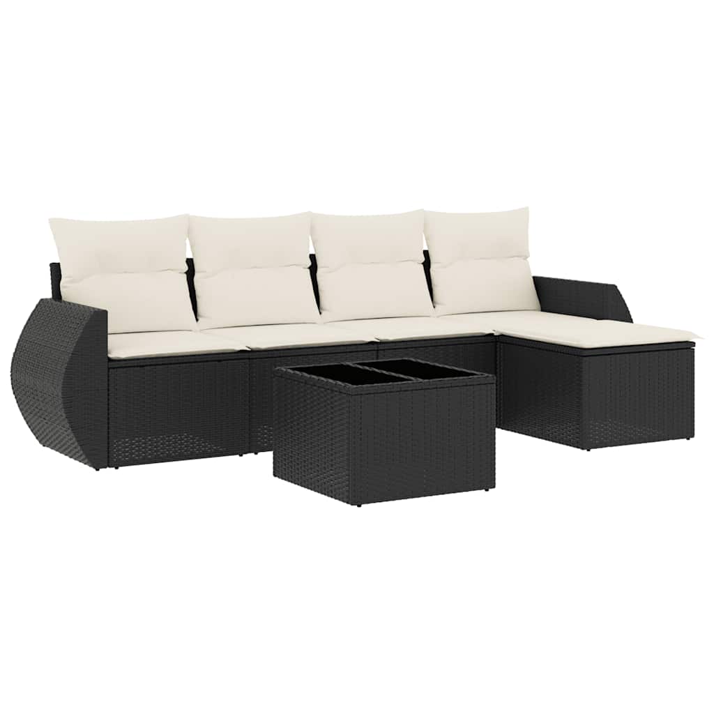 6-dijelni set vrtnih sofa s jastucima crni od poliratana