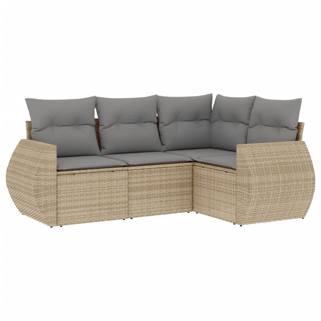 4-dijelni set vrtnih sofa s jastucima bež od poliratana