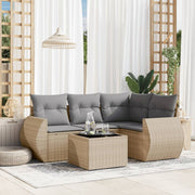 5-dijelni vrtni set sofa s jastucima bež od poliratana