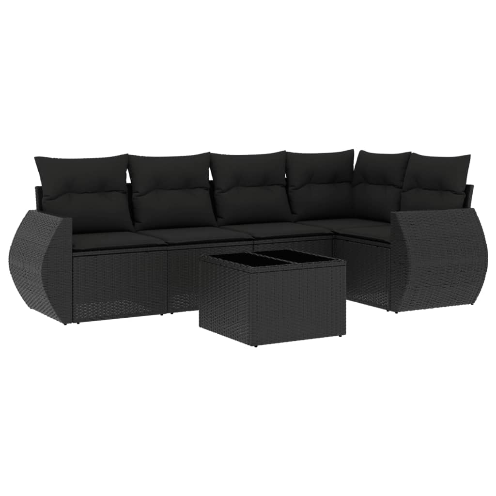 6-dijelni set vrtnih sofa s jastucima crni od poliratana