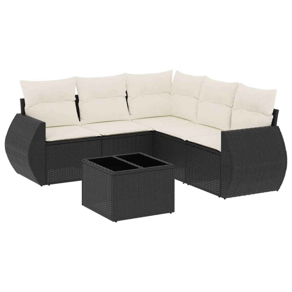 6-dijelni set vrtnih sofa s jastucima crni od poliratana