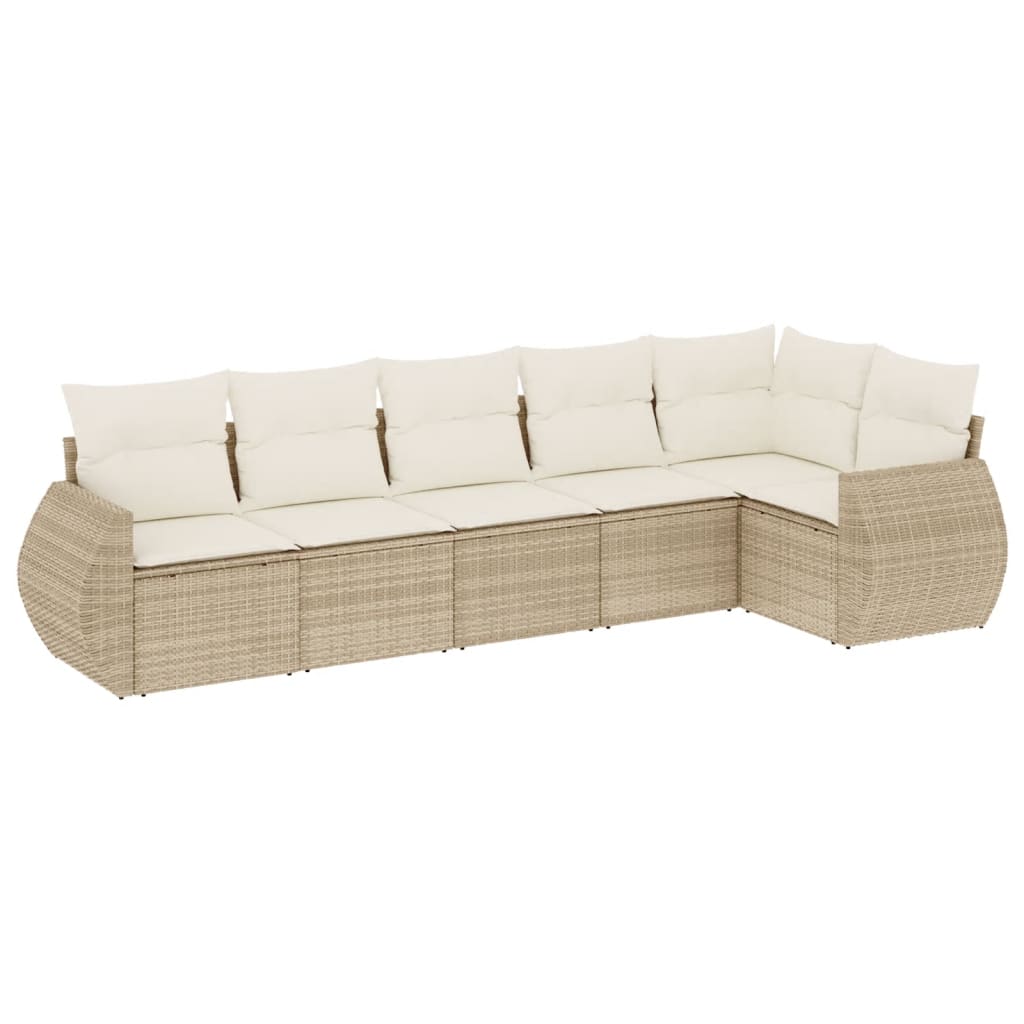6-dijelni set vrtnih sofa s jastucima bež od poliratana 71 x 62 x 69 cm