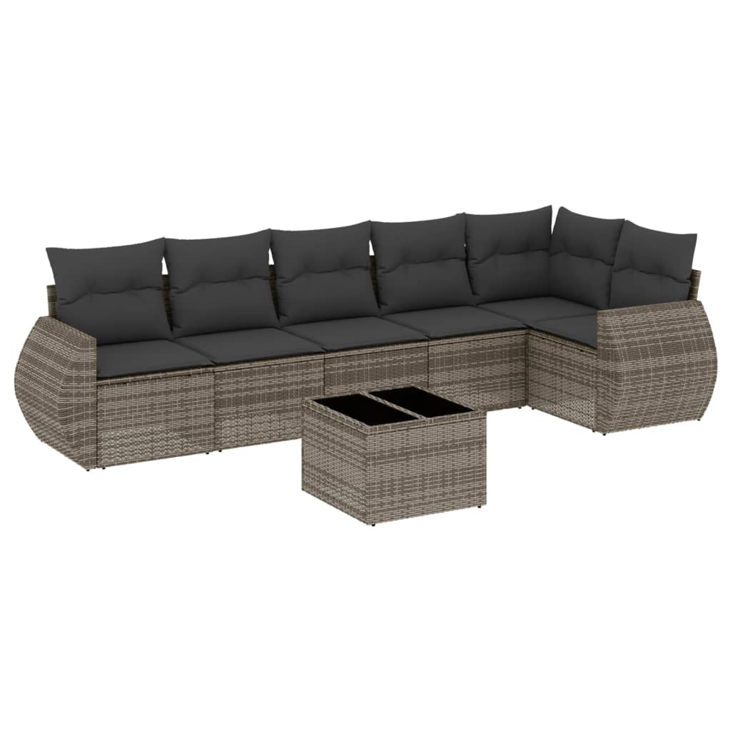 7-dijelni set vrtnih sofa sivi od poliratana