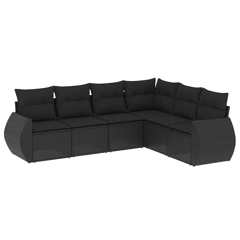 6-dijelni set vrtnih sofa s jastucima crni od poliratana