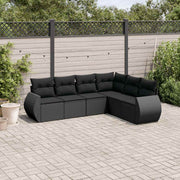 6-dijelni set vrtnih sofa s jastucima crni od poliratana