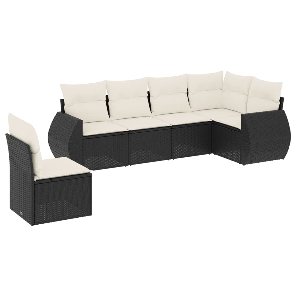 6-dijelni set vrtnih sofa s jastucima crni od poliratana
