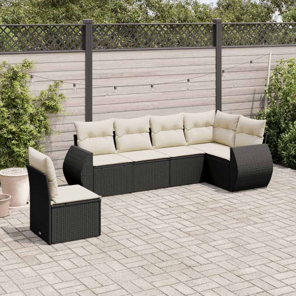 6-dijelni set vrtnih sofa s jastucima crni od poliratana