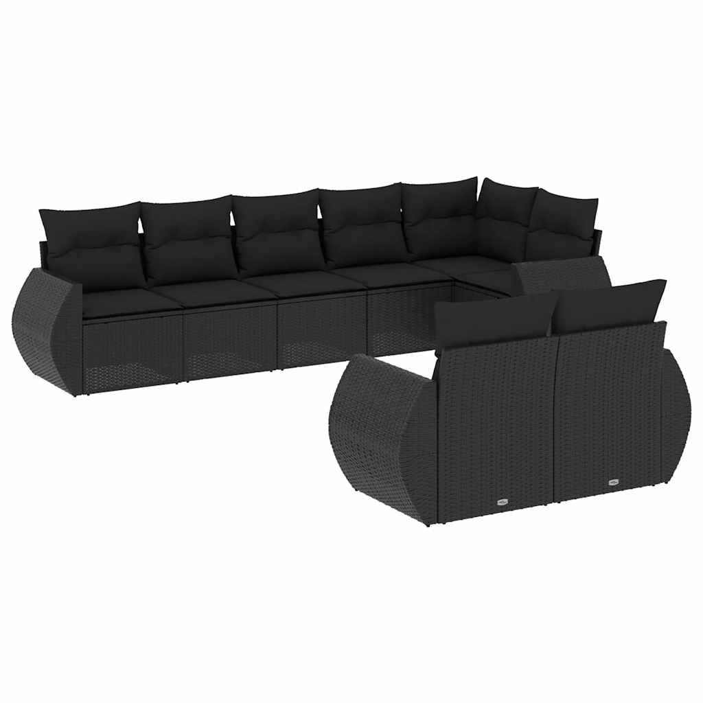 8-dijelni set vrtnih sofa od poliratana s jastucima crni