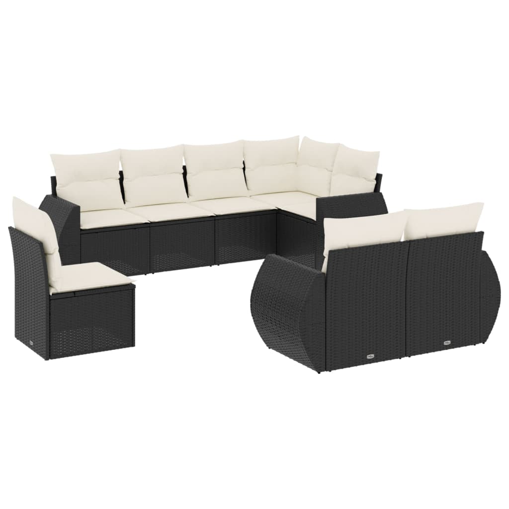 8-dijelni set vrtnih sofa od poliratana s jastucima crni