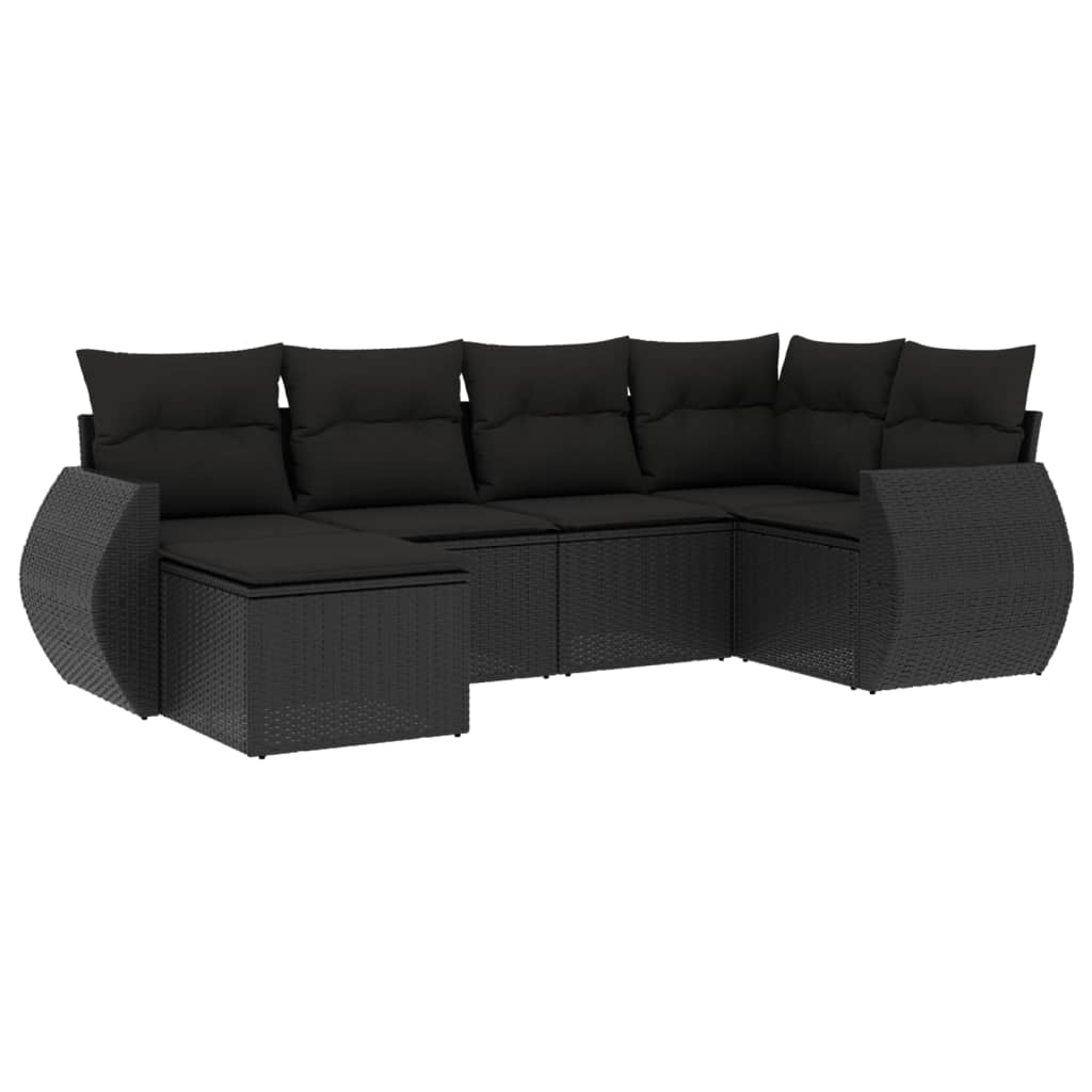 6-dijelni set vrtnih sofa s jastucima crni od poliratana