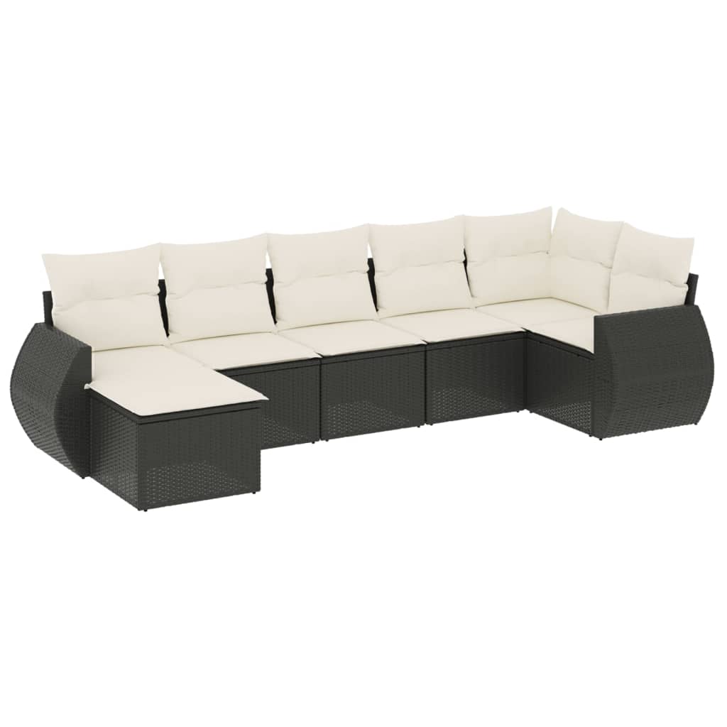 7-dijelni set vrtnih sofa od poliratana s jastucima crni