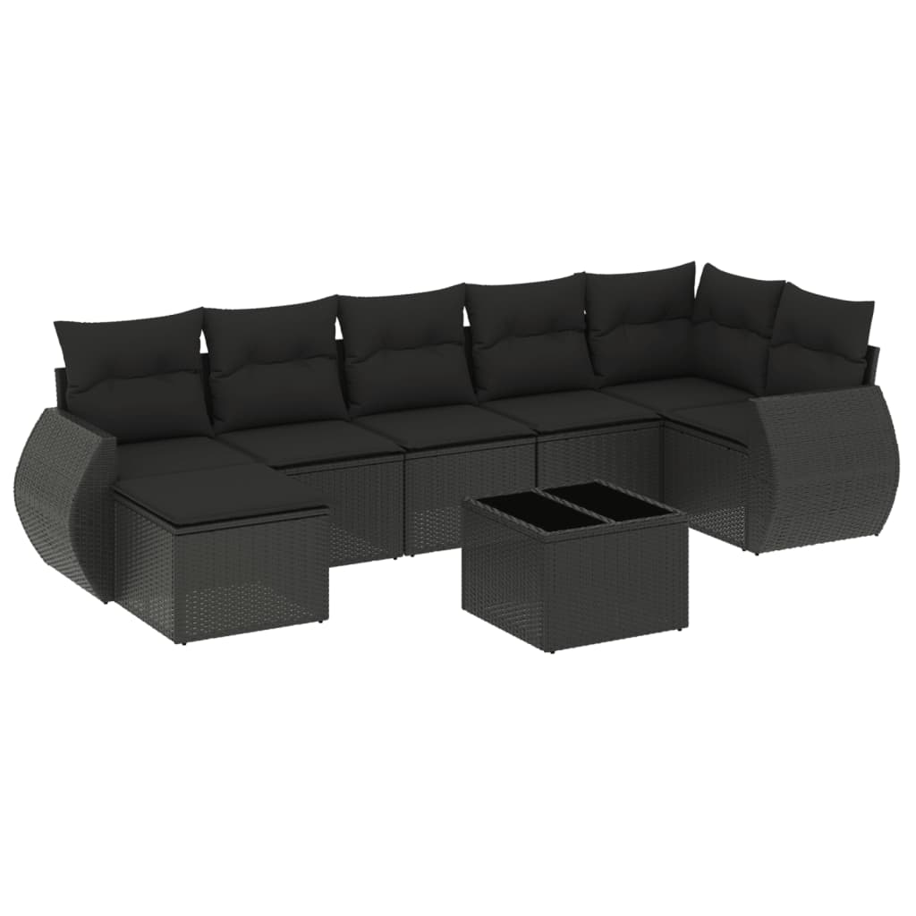 8-dijelni set vrtnih sofa od poliratana s jastucima crni