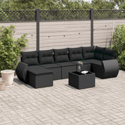 8-dijelni set vrtnih sofa od poliratana s jastucima crni
